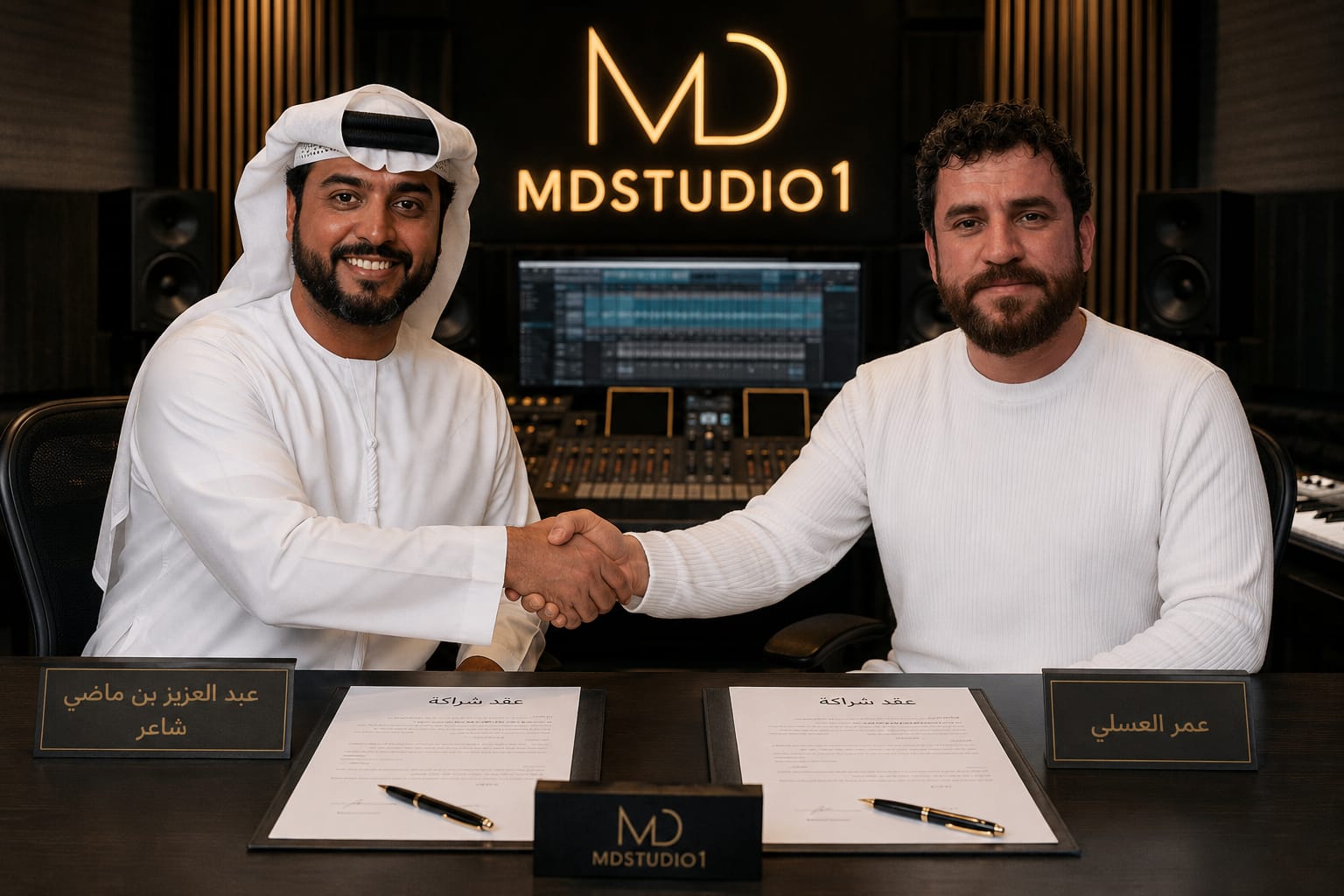 تعاون فني يجمع الشاعر عبدالعزيز بن ماضي والمنشد عمر العسلي برعاية MD Studio1 تعاون فني يجمع الشاعر عبدالعزيز بن ماضي والمنشد عمر العسلي برعاية MD Studio1